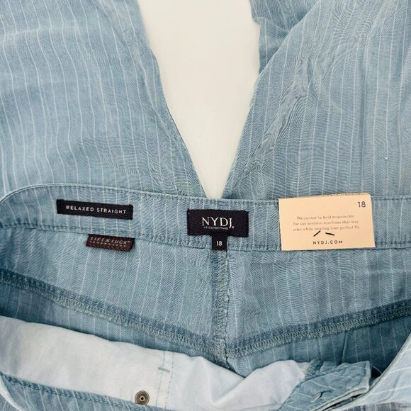 NYDJ Relaxed Straight Ankle Jeans Chambray Lightweight High Rise Stripe 18 Jeans - Picture 6 of 7